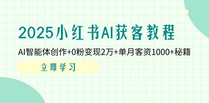 （14301期）2025小红书AI获客教程：AI智能体创作+0粉变现2万+单月客资1000+秘籍-青年云网创—高质量项目商城